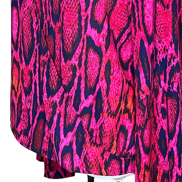 Eighty Six Brand Snake Print Faux Wrap V-Neck Blouse w/ Wide Sleeves Oversized S - Picture 3 of 14